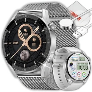 Smartwatch Zegarek J.polski Rozmowy Ekg Puls Gry Kalkulator 2 Paski + Szkło - Elektronika OUTLET - miniaturka - grafika 1