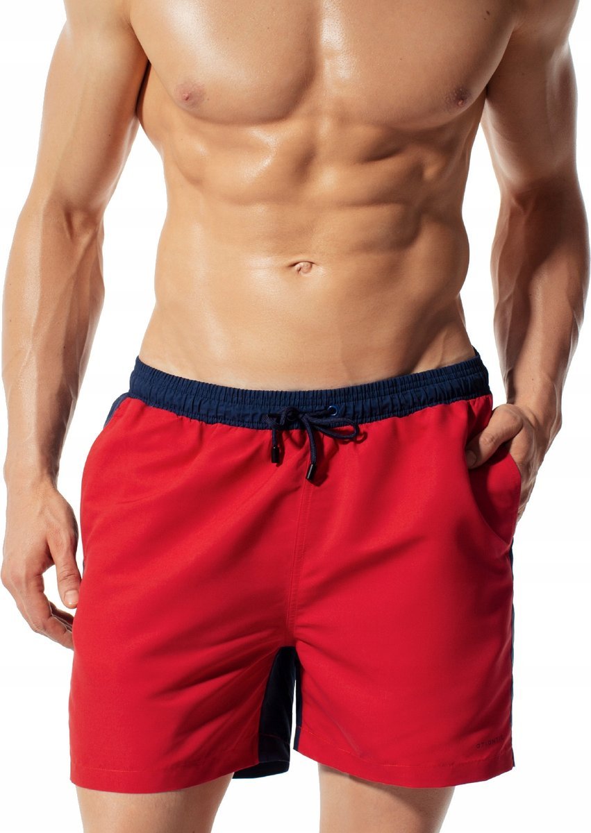 SPODENKI KĄPIELOWE ATLANTIC SZORTY PLAŻOWE CZERWONO-GRANATOWE KMB182 *L*