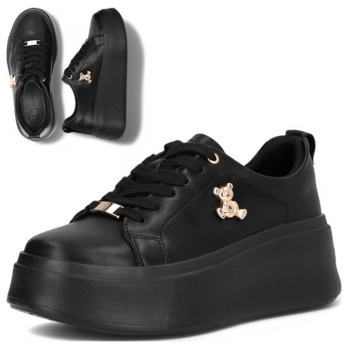 Półbuty Damskie Skórzane Sneakersy na Platformie Filippo czarne Półbuty Damskie Skórzane 36 Sneakersy na Platformie Filippo czarne
