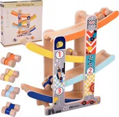 Tory, garaże, parkingi - Tor samochodowy Drewniany Tor Zjeżdżalnia dla autek ZA5375 - miniaturka - grafika 1