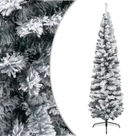 Choinki - vidaXL Smukła, sztuczna choinka, zielona, ośnieżona, 240 cm, PVC - miniaturka - grafika 1