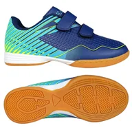 Piłka nożna - Buty Sportowe Halowe Do gry W Piłkę Nożną Wygodne Lekkie Na Rzepy Halówki Piłkarskie Dziecięce Navy 33 - miniaturka - grafika 1