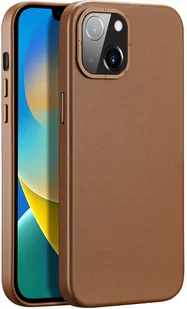 Dux Ducis Grit skórzane etui do iPhone 14 elegancki pokrowiec ze sztucznej skóry (kompatybilne z MagSafe) brązowy - Etui i futerały do telefonów - miniaturka - grafika 1