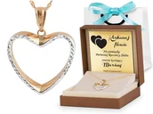 Zestawy biżuterii dla kobiet - Złoty Komplet 585 Łańcuszek z Zawieszką Serduszko Grawer - miniaturka - grafika 1