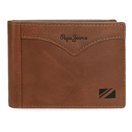 Pepe Jeans Jacket Portfel poziomy z portmonetką Brązowy 11x8x1 cm Skóra by Joumma Bags, Brązowy brązowy, Talla única, Poziomy portfel z portfelem