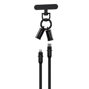 Devia kabel uniwersalna smycz 2w1 PD USB-C - Lightning 1,2 m 27W czarny - Kable USB - miniaturka - grafika 1