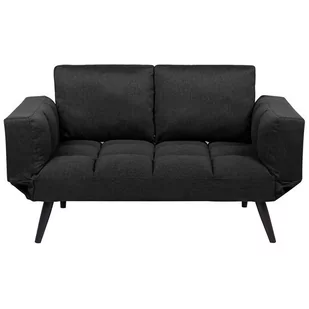 Beliani Sofa rozkładana tapicerowana czarna BREKKE - Sofy i kanapy - miniaturka - grafika 1