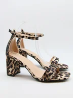 Sandały damskie - Belucci Sandały w kolorze beżowo-brązowym - miniaturka - grafika 1