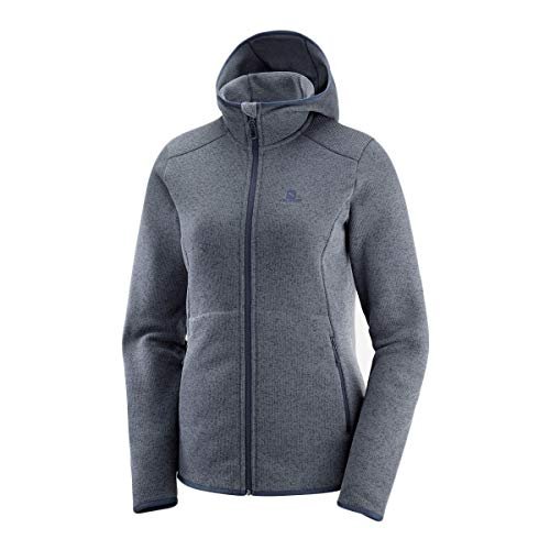 Salomon damska kurtka sportowa z kapturem, bluza z kapturem Bise W, poliester, szary (Ebony), rozmiar XL, LC1178600
