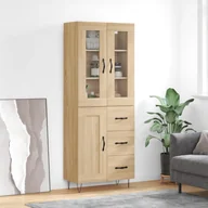 Szafki nocne - vidaXL Witrynka, dąb sonoma, 69,5x34x180 cm, materiał drewnopochodny - miniaturka - grafika 1