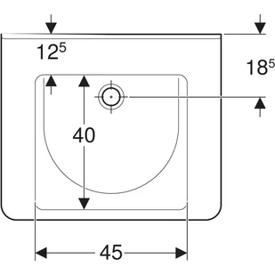 Geberit Selnova Comfort Umywalka wisząca dla niepełnosprawnych 65x52,5 cm bez przelewu bez otworu na baterię biała 500.790.01.7 - Umywalki - miniaturka - grafika 2
