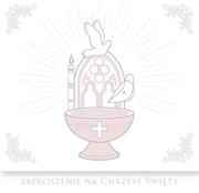 Pamiątka Chrztu Świętego - POL Zaproszenie na Chrzest Święty biało-różowe 1 szt ZAP-40765 - miniaturka - grafika 1