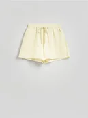 Spodenki damskie - Reserved - Szorty z lnem - jasnożółty - miniaturka - grafika 1