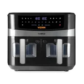 Frytkownice - Tower T17100 Vortx Vizion 9-litrowa frytkownica powietrzna z podwójnym koszem, cyfrowym panelem sterowania i 10 ustawieniami jednym dotknięciem, czarna - miniaturka - grafika 1