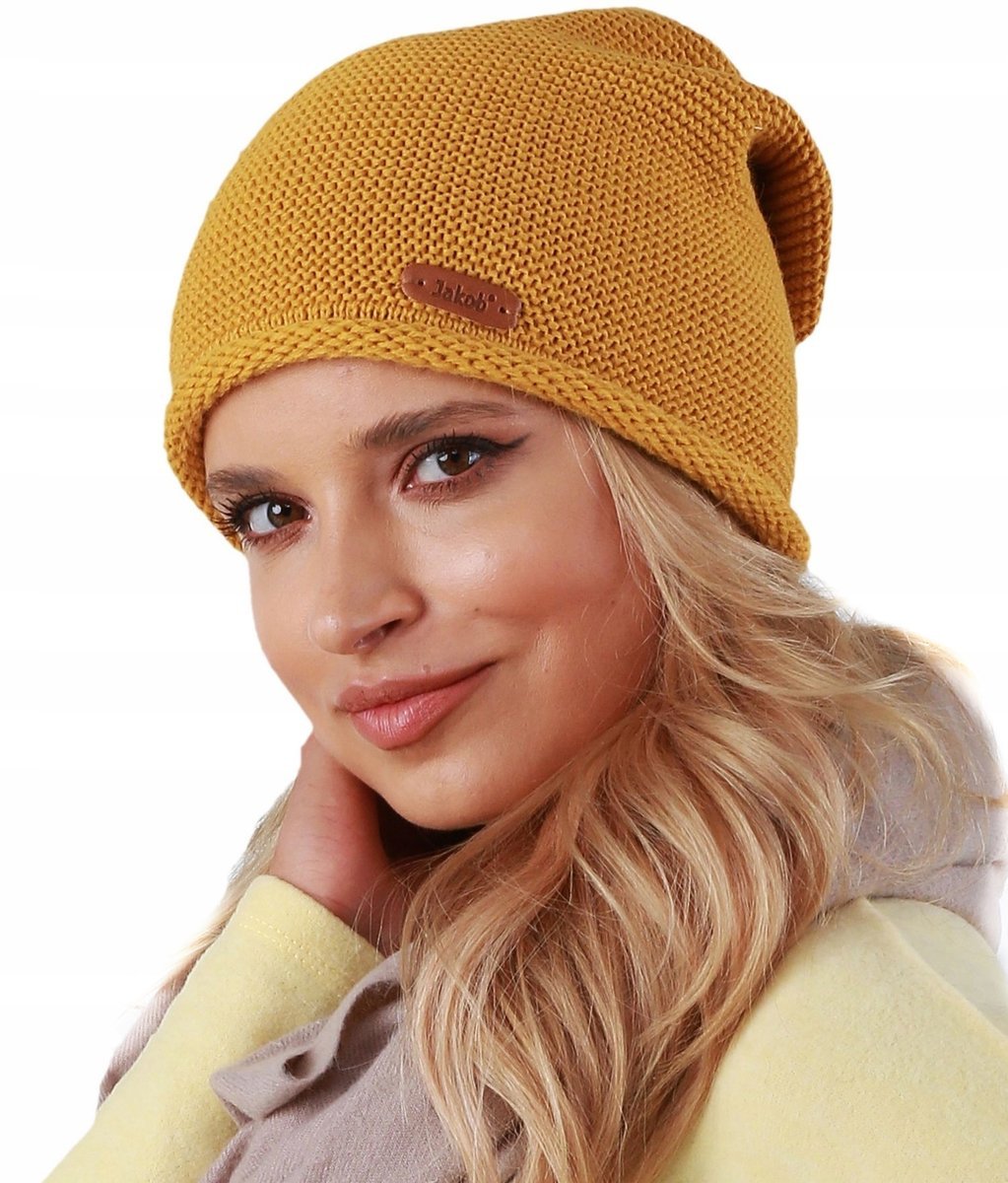 Modna Dziana Czapka Damska jakość J4 Musztarda