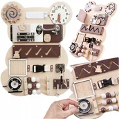 Zabawki sensoryczne - TABLICA SENSORYCZNA MIŚ MANIPULACYJNY Z DREWNA 14w1 PREMIUM XL - miniaturka - grafika 1