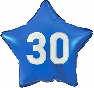 Balon foliowy na trzydziestkę niebieska gwiazdka - 48 cm - 1 szt. - Urodziny dla dorosłych - miniaturka - grafika 1