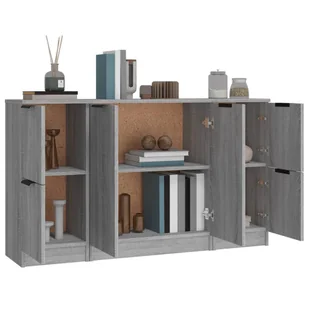 Lumarko 3-częściowa komoda, szary dąb sonoma, materiał drewnopochodny - Komody - miniaturka - grafika 6