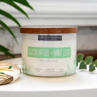 Sojowa świeca zapachowa z olejkami eterycznymi Eucalyptus & Mint Leaf Candle-lite 418 g - Świece - miniaturka - grafika 1