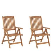 Fotele i krzesła ogrodowe - Beliani Zestaw 2 Krzeseł Ogrodowych Drewniany Jasny Java - miniaturka - grafika 1