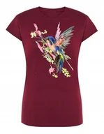 Koszulki i topy damskie - T-Shirt damski nadruk ptak KOLOROWY KANAREK r.XL - miniaturka - grafika 1