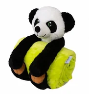 Koce i narzuty dla dzieci - Zielony kocyk z maskotką 85x100 Panda Carol BabyMatex - miniaturka - grafika 1