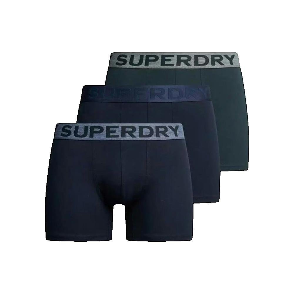 Superdry M3110452C - 3-pak modne bokserki męskie w kolorze niebieskim