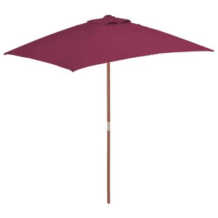vidaXL Parasol ogrodowy na drewnianym słupku, 150 x 200 cm, bordowy - Parasole ogrodowe - miniaturka - grafika 1