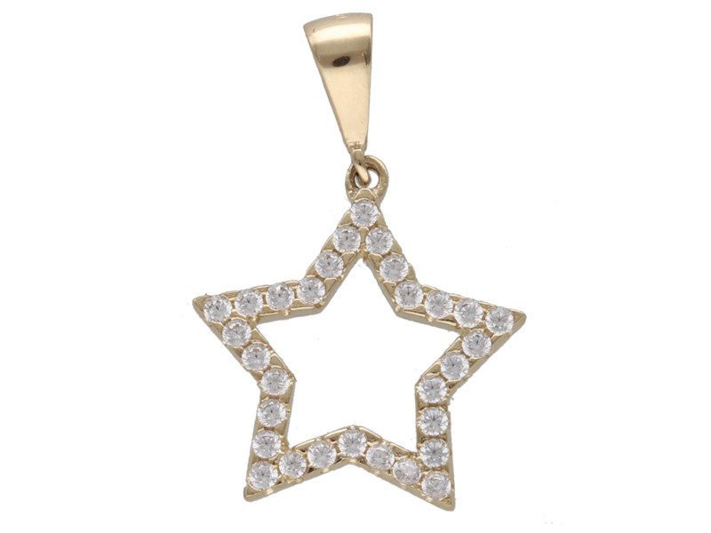 Złota przywieszka 585 mała dwustronna gwiazdka z cyrkoniami