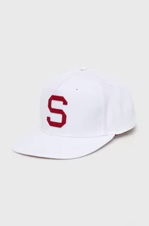 Czapki męskie - Superdry czapka kolor biały z aplikacją - grafika 1