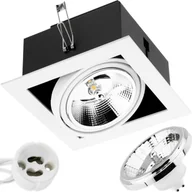Lampy sufitowe - LUMILED reflektor wpuszczany reflektor wpuszczany lampa sufitowa reflektor sufitowy płaski kątowy biały z żarówką LED ES111 GU10 gniazdo 15 W neutralny biały 4000K aluminium - miniaturka - grafika 1