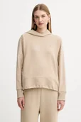 Bluzy damskie - BOSS bluza damska kolor beżowy z kapturem gładka 50553638 - miniaturka - grafika 1