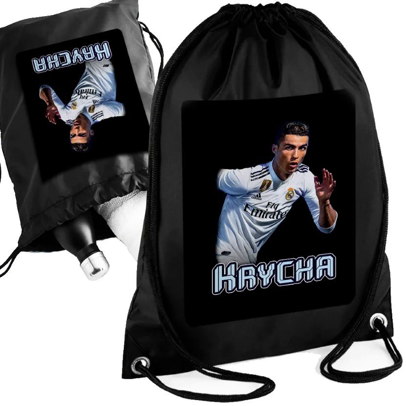Czarny Worko-Plecak CRISTIANO RONALDO Twoje Imię - Personalizowany Prezent