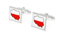 Spinki do mankietów i krawatów - Spinki Z Kształtem Polski I Flagą - miniaturka - grafika 1