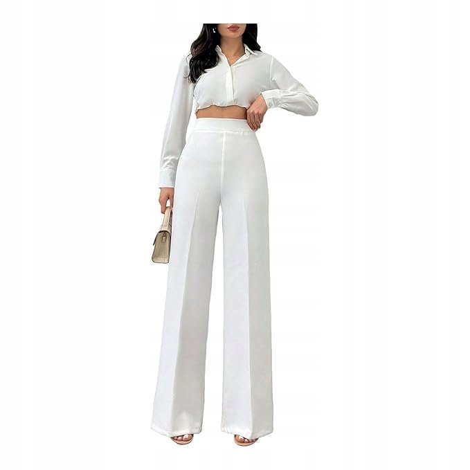 SHEIN SPODNIE PROSTE ELEGANCKIE BIAŁE DAMSKIE S 1DB