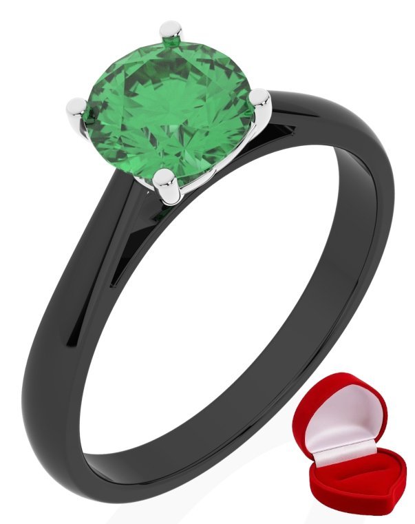 ZŁOTY PIERŚCIONEK ZARĘCZYNOWY 585 14k SZMARAGD 1 ct CZARNE ZŁOTO R22