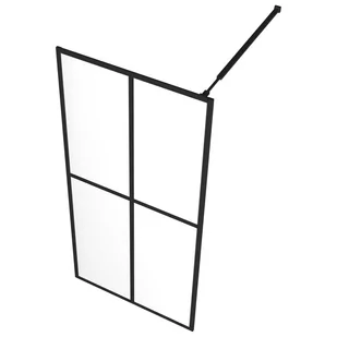 VidaXL Ścianka prysznicowa z półką czarna, 100x195 cm ESG i aluminium - Ścianki i drzwi prysznicowe - miniaturka - grafika 4