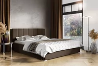 Łóżka - Łóżko tapicerowane pikowane z materacem Ledo 180x200 Brązowe Metalowy Stelaż - miniaturka - grafika 1