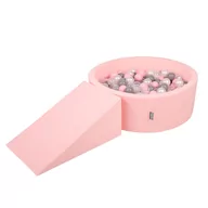 Suche baseny - KiddyMoon Piankowy plac zabaw PPZP-OK30D-112 z piłeczkami różowy: perła-szary-transparent-pudrowy róż basen 200/klin L - miniaturka - grafika 1