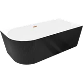 Wanny - Mexen Silo wanna wolnostojąca narożna prawa ryflowana 170 x 80 cm, biała/czarna, przelew miedź szczotkowana - 52891708075P-65 - miniaturka - grafika 1