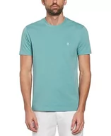 Koszulki męskie - ORIGINAL PENGUIN - Koszulka męska, Pin Point Haftowane Logo T Shirt, 100% bawełna, Krótki rękaw, Oil Blue, L, Niebieski olejowy, L - miniaturka - grafika 1