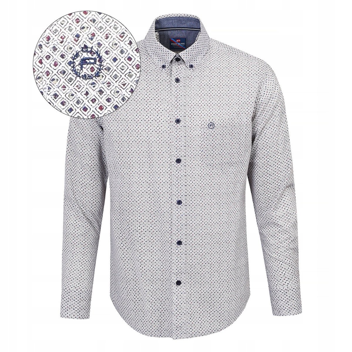 Koszula Męska z Długim Rękawem z Wzorkiem Slim Fit Pako Jeans
