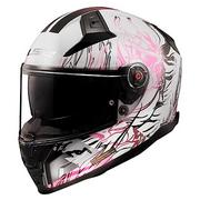Kaski motocyklowe - LS2, pełny kask motocyklowy VECTOR II DARFLO gloss white pink, S - miniaturka - grafika 1