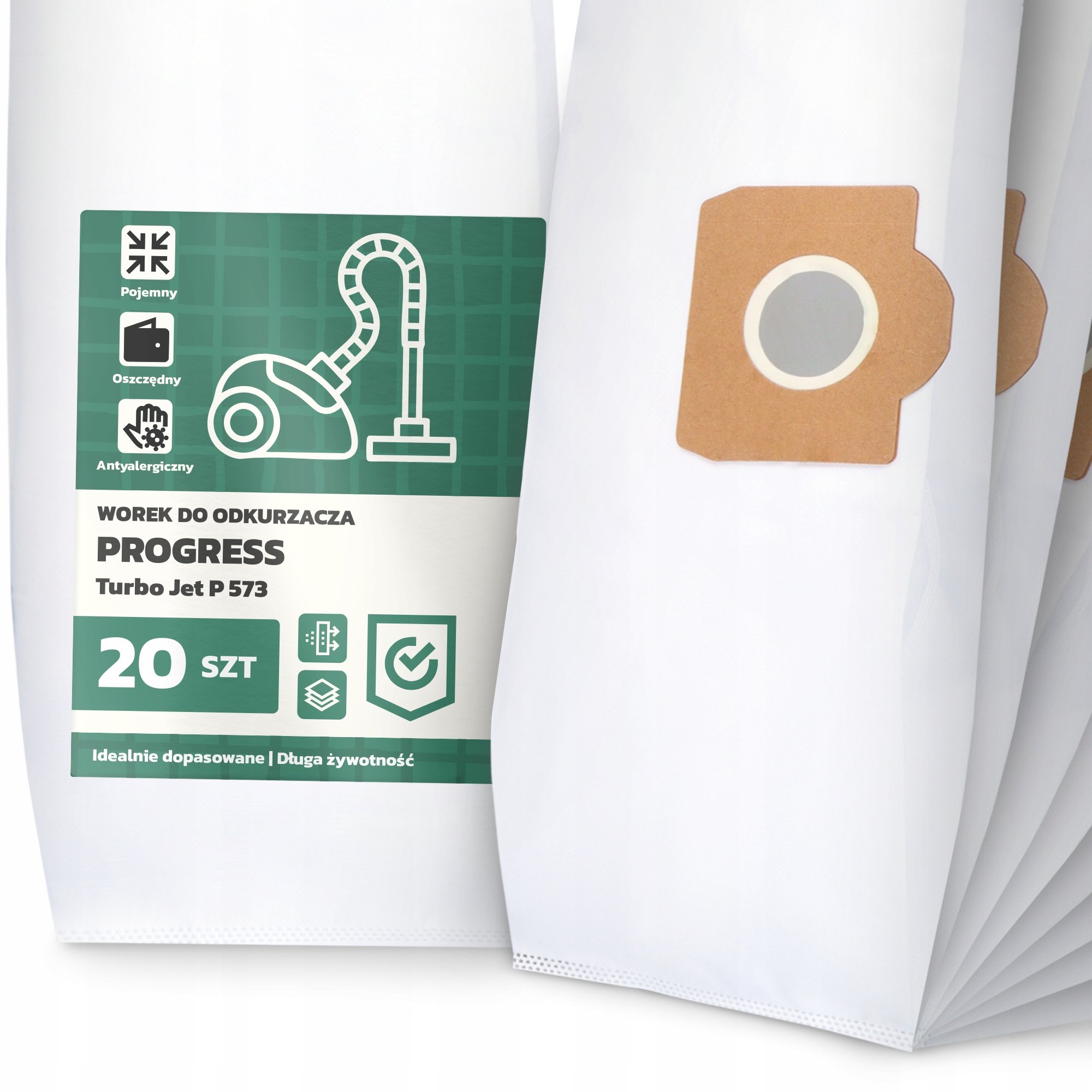 20x Worek do Odkurzacza Progress Turbo Jet P 573 Syntetyczny Pojemny Worki
