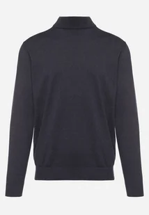 Granatowy Sweter Półgolf z Bawełną Ozdobiony Ściągaczami Zolila - Swetry męskie - miniaturka - grafika 1