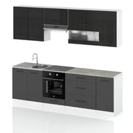 Meble kuchenne - Meble kuchenne kuchnia marocco 2.6m nowoczesna czarny połysk szary mat - miniaturka - grafika 1
