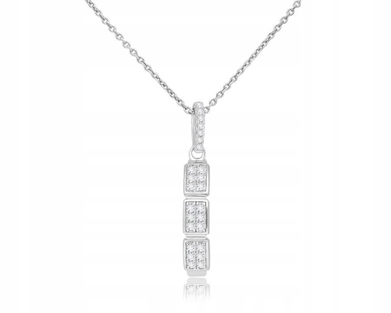 Łańcuszek srebrny damski z zawieszką ozdobioną cyrkoniami 925 naszyjnik