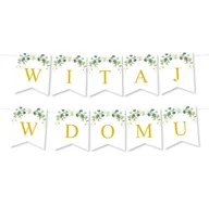 Dekoracje sali - BANER napis Witaj w Domu - Proste Litery Biała Lilia Girlanda - miniaturka - grafika 1