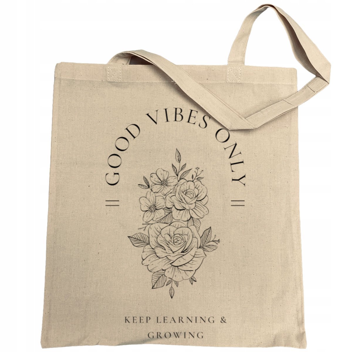 Torba na zakupy nadruk Good Vibes Kwiaty