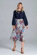 Spódnice - Trapezowa SPÓDNICA zapinana na guziki wzór wielokolorowy S/M - miniaturka - grafika 1